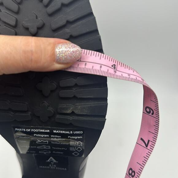 NWT Anthropologie Emily Isabella Black Leather Wool Flower Boots Size - Picture 14 of 15